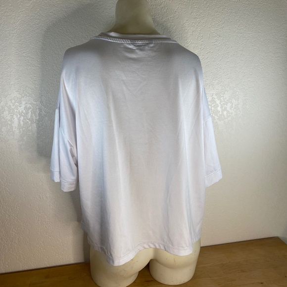 Bebe Sport Womans XL White Slinky T-Shirt Short Sleeve Crop Over-Sized Top - Picture 4 of 9